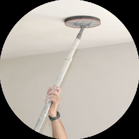 Pole sander on ceiling